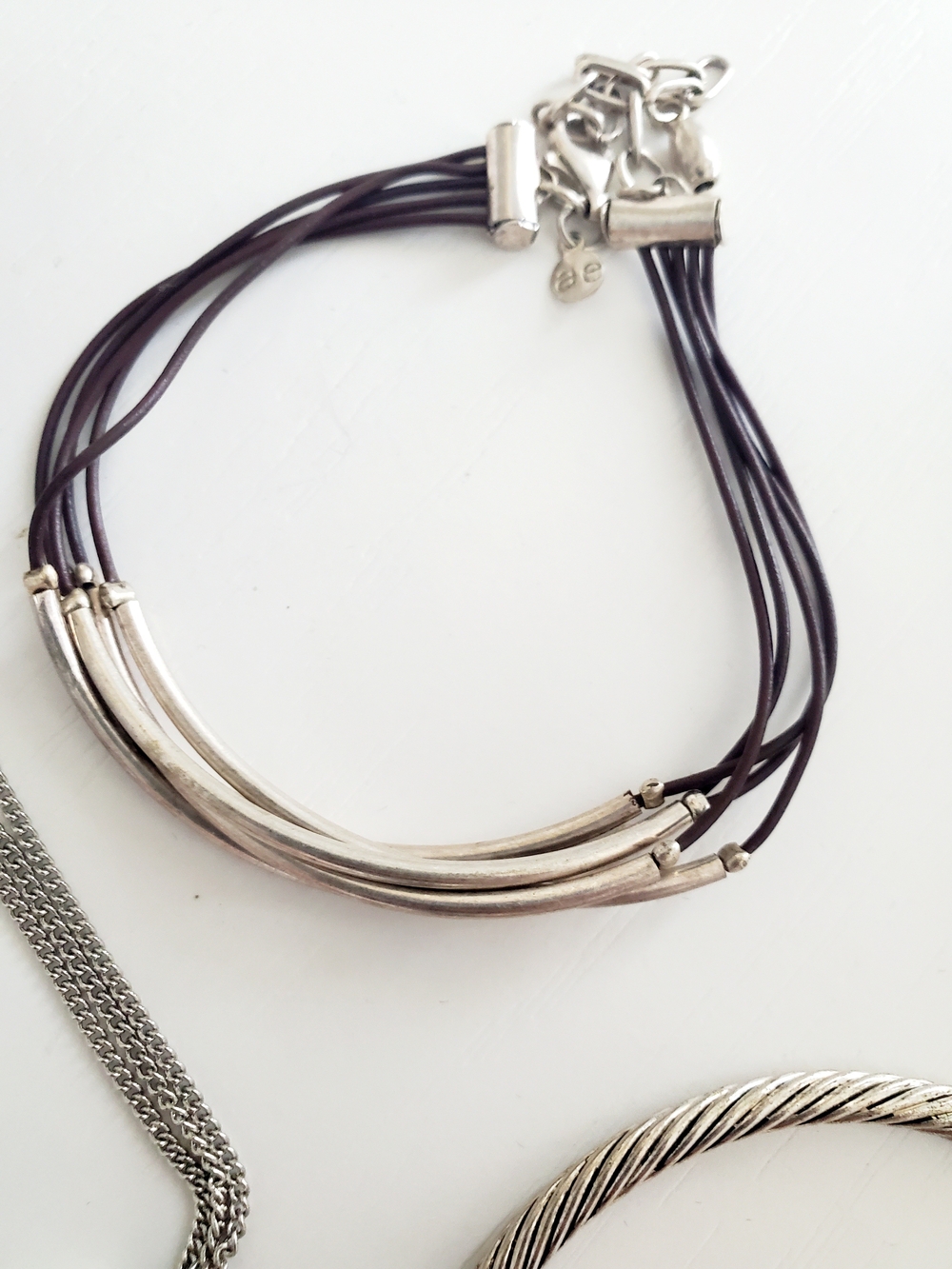 Silver-Tone Mixed Bracelet Set with Purple Accents - Picture 6 of 7